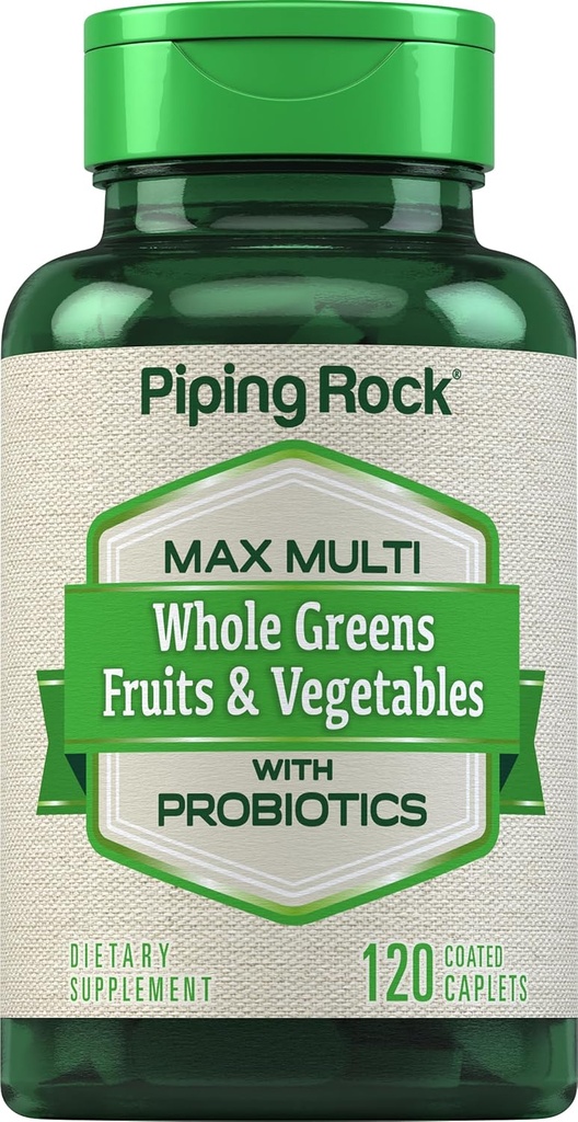 Piping Rock Meyveleri ve Veggies Supplement | 120 Caplets | Meyve ve Sebze Yemekleri Probiyotiklerle | Max Multi Vitamin | Non-GMO, Gluten Free