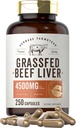 Carlyle Grass Fed Beef Liver Capsules | 4500 mg | 250 Kont | Desiccated Supplement | Non-GMO, Gluten Free | By Herbage Farmstead