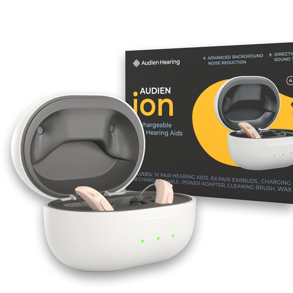 Audien Hearing ION Wireless Rechargeable OTC Hearing Aid, Premium Comfort Design & Nearly Invisible
