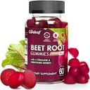 Şeker Free Vegan Beet Root Gummies for Blood Pressure, Beetroot Gummies with L-Citrulline and Hawthorn Extract, Peach Flavor Beet Chews for High Blood Pressure, 60 Count