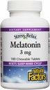 Stres-Relax Melatonin 3 mg Doğal Faktörler, Doğal Uyku Yardımı, Uyku-Wake Çevrimi, 180 çiğnebilir tabletler (180 hizmet), Peppermint Flavor