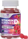 D3 Vitamini 5000 İ (125 mcg) - Triple Strength Bone ve Immune Support, D Gummy Diyetary Supplement, Nature's Berry D Vitamin Supplement, Raspberry Flavored, Non-GMO - 120 Gummies