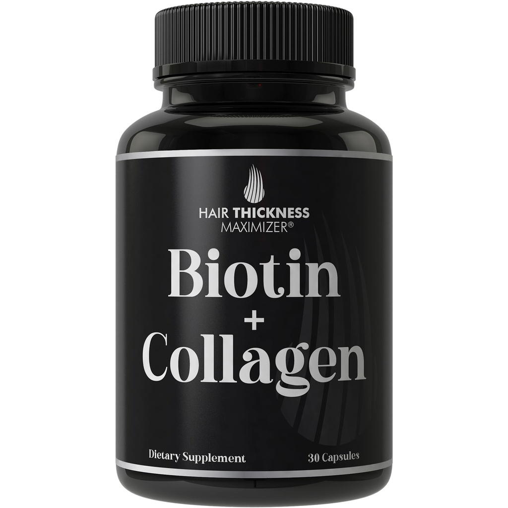 Biotin ve Collagen Supplement – 10.000mcg Biotin + Bovine Collagen for Thinning & Brittle Hair. Gelişmiş 2in-1 Vitamin Kompleksi. Kadınlar için Sağlık Saç Büyümesi, Erkekler