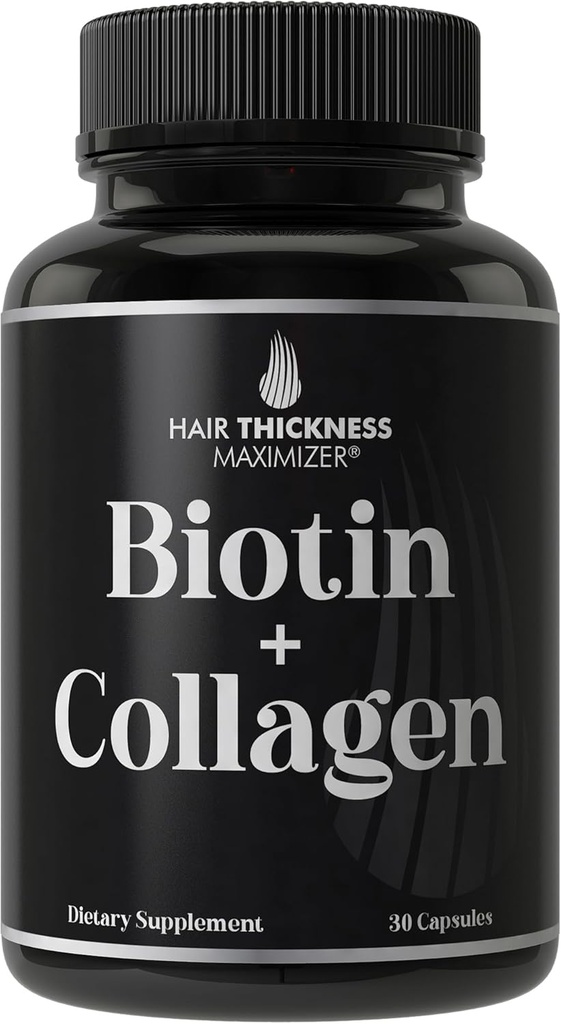 Biotin ve Collagen Supplement – 10.000mcg Biotin + Bovine Collagen for Thinning & Brittle Hair. Gelişmiş 2in-1 Vitamin Kompleksi. Kadınlar için Sağlık Saç Büyümesi, Erkekler