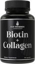 Biotin και Collagen συμπλήρωμα – 10.000mcg Biotin + Bovine Collagen για τα μαλλιά Thinning & Brittle. Σύνθετο 2-σε-1 σύμπλοκο βιταμίνης. Υποστηρίζει Thicker, Υγιέστερη ανάπτυξη μαλλιών για τις γυναίκες, άνδρες
