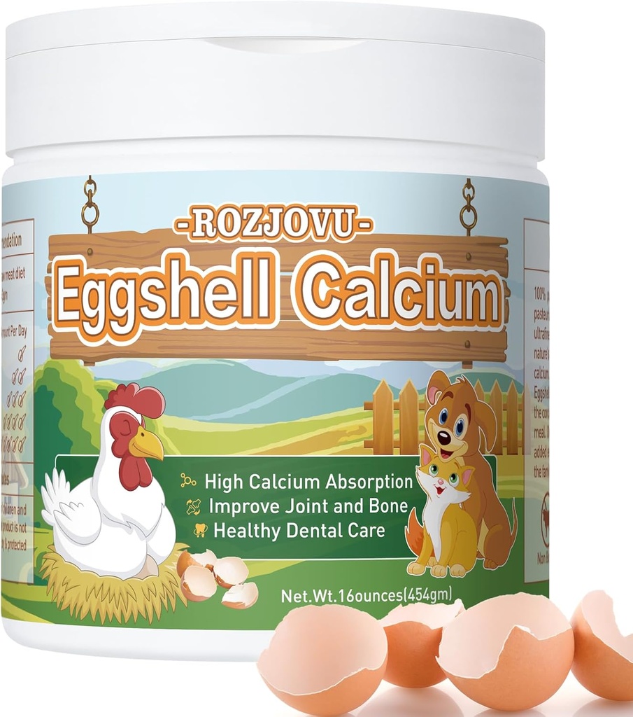 Köpekler ve Cats için Yumurta kabuğu Tozu, Osteoporosis için Büyük, Nourishes Bones, Supports Commons, Teeth, and Heart Health (16 oz)