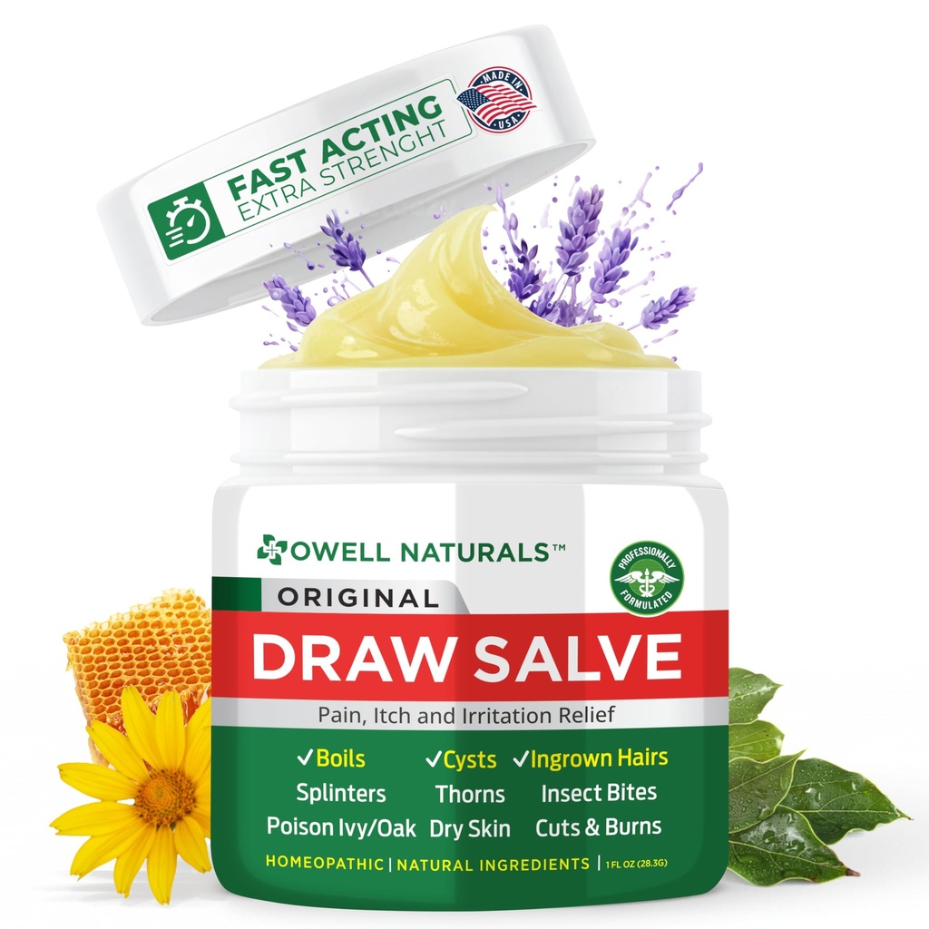 OWELL Naturals Drawing Salve Ointment for save & Cyst Removal, Deep Ingrown Saç, Splinter Rer, Bug Spider Bites, Bee Sting, Mosquito Itching, Zehir Ivy