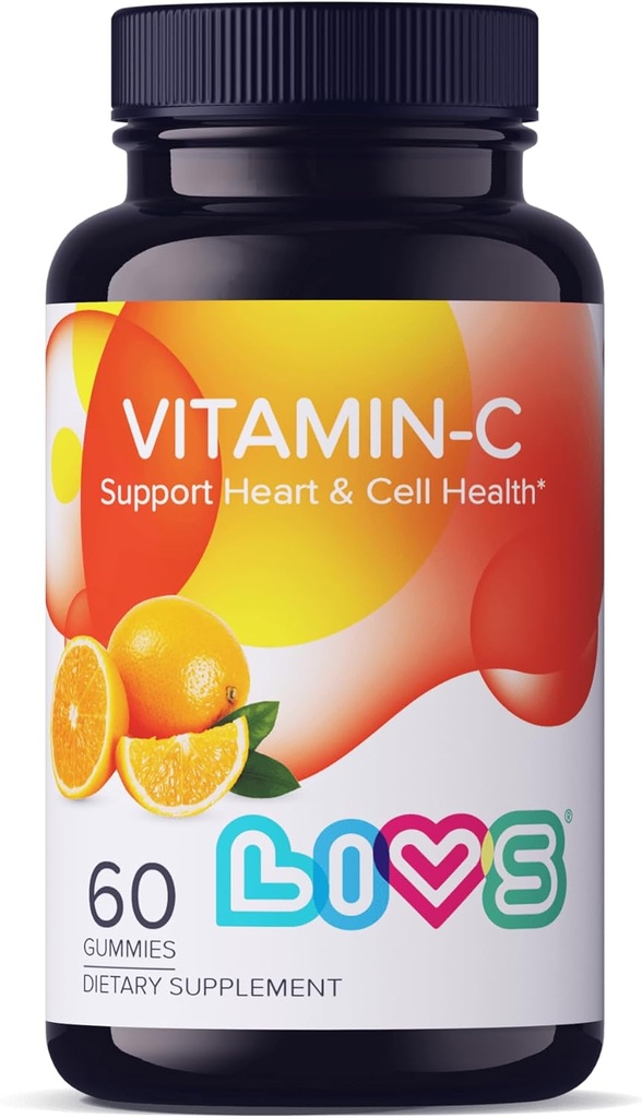 LIVS Vitamin C 250 mg Çocuklar ve Yetişkinler için Gummies & Immune Support Supplement | Saç, Skin ve Nails for Women & Men | Vegen & Free from GMO & Gluten - 250 mg VIT C / Dose - 60 ct