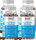 Awan Super Greens Gummies, Fruits & Veggies Supplement, Green Superfood for Immunity, Μεταβολισμός, λειτουργία του ήπατος και νευρικό σύστημα, Essential 8 Greens, 240ct, 4-Months Supply