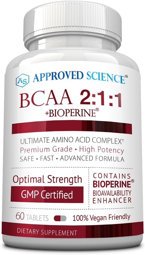 Onaylanan Bilim BCAA Supplement - 60 Tablet - 2400 mg - Performans ve Geliştir Kas Geliştirme - L-Leucine, L-Isoleucine, L-Valine - ABD'de Made in-GMOB