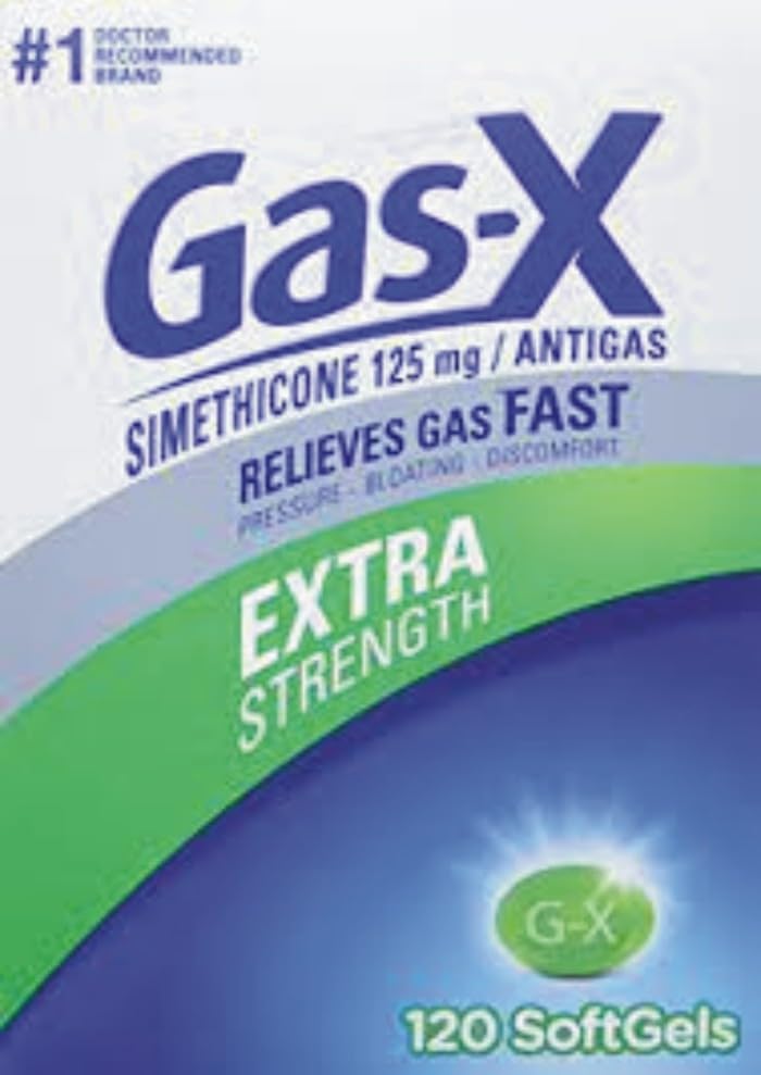 Αέριο-X Extra 125mg Ανακούφιση αερίου αντοχής Simethicone 120 Softgels