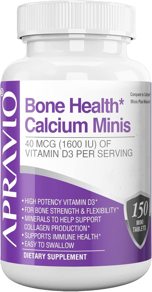 Bone Healthuba Minis Tabletleri, Kalsiyum Supplements w/Vitamin D3, Magnezyum, çinko, Copper, Manganese, Mineraller Bone Strength, Collagen Production, Immune Health,150ct