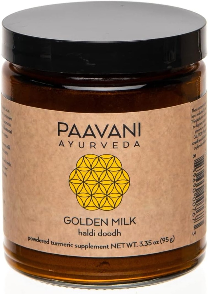 PAAVANI Ayurveda Altın Süt - ABD'de Yapıldı - Ayurvedic Turmeric & Ashwagandha - Tozlu Tamam - Haldi Doodh - 100% Organik - 38 Hizmet