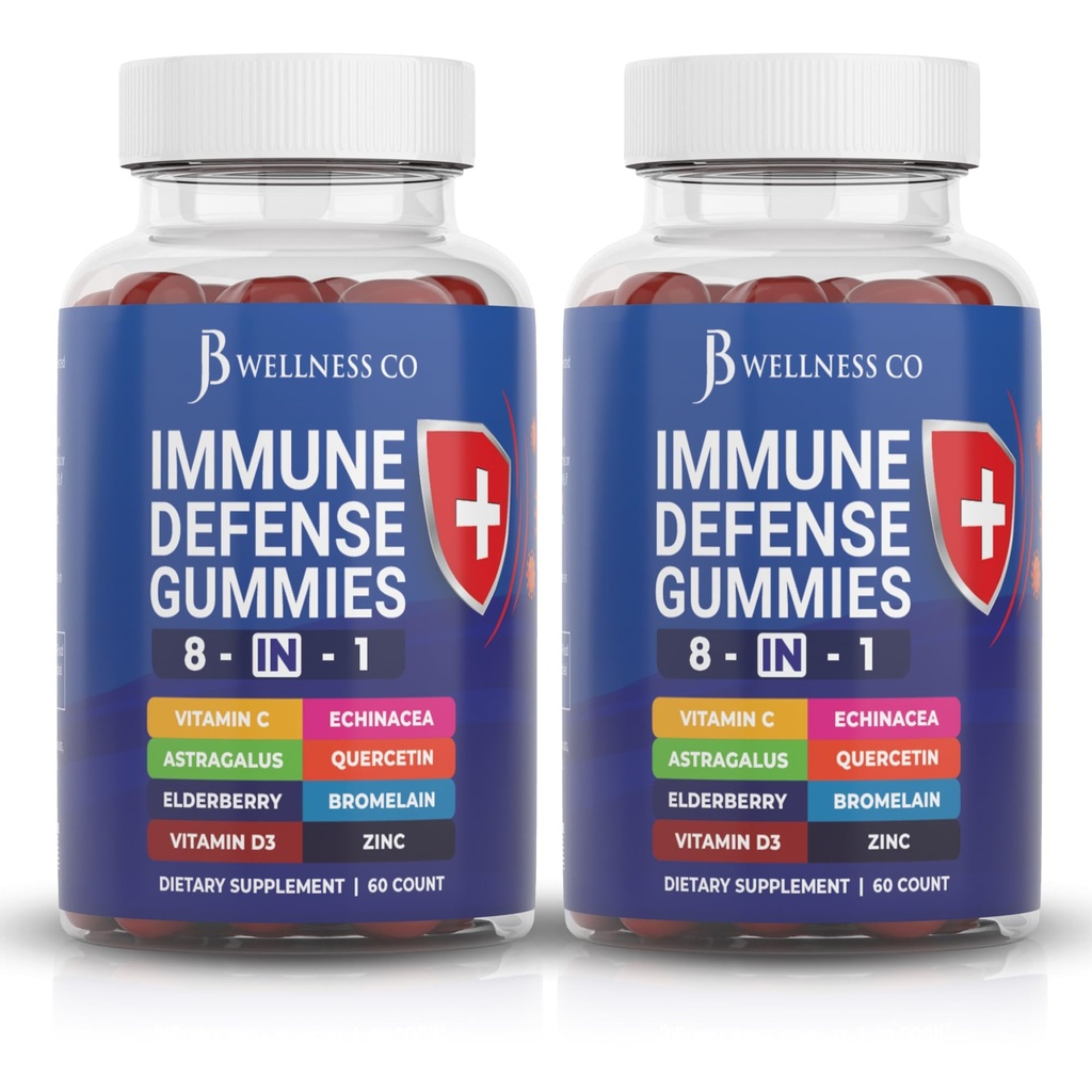 8'de 1 Immune Defense ATM Supplement Gummies with Astragalus Root, Vitamin C ve çinko, D3, Elderberry ve Quercetin (2 Pack)
