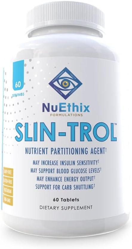 NuEthix Formulations SLIN-Trol, Glucose Disposal Agent Pills for Men & Women, Nutrient Partition Supplement with Chromium Polynicotinate, & Glycine, Etkili Carb Aborpsiyon, Non-GMO, 60 Servisler