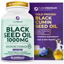 PurePremium Black Seed Oil 500 mg - Organik Nigella Sativa Tohumları, Soğuk Basınlı Siyah Cumin Yağı - Erkekler / Kadınlar için Saç/Skin Supplement 90 Capsules /