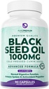 PurePremium Black Seed Oil 500 mg - Organik Nigella Sativa Tohumları, Soğuk Basınlı Siyah Cumin Yağı - Erkekler / Kadınlar için Saç/Skin Supplement 90 Capsules /