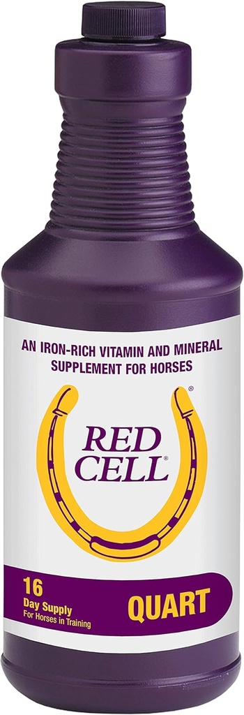Horse Health Red Cell, Liquid Vitamin-Iron-Mineral συμπλήρωμα για τα άλογα, βοηθά να γεμίσουν σημαντικά διατροφικά κελύφη στη διατροφή των αλόγων, 1 Qt., 32 Oz., 16-Day Supply