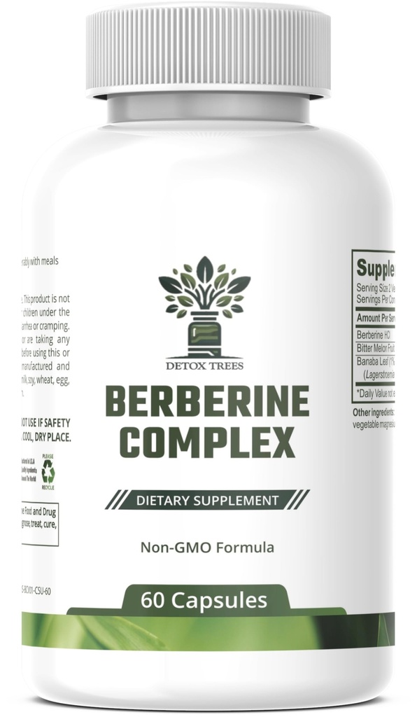 Bitter Melon Extract ve Banaba Leaf Extract ile Berberine Supplement - Immune System - Kilo Yönetimi - Non-GMO - Gluten-Free Berberine Complex, 60 Capsules için 1000 mg Berberine HCL.