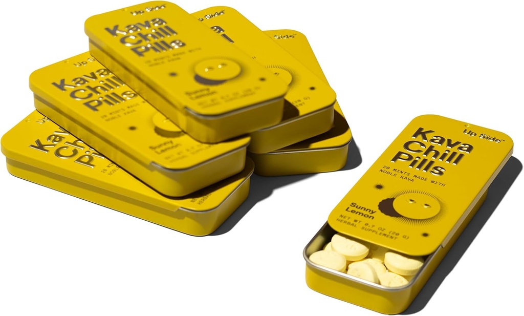 Up Side Kava Chill Pills, Kava Kava Candy Sunny Lemon Flavor, Natural Supplement for Calm & Stres Desteği, 6 Pack 20 Mints