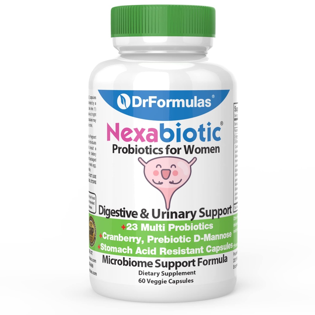 DrFormulas Cranberry Probiyotiks for Women Vaginal Health & Urinary Tract with Fiber Prebiyotik & D Mannose | Nexabiyotik Feminine Health, Vaginosis with Lactobacillus Acidofilius for Yeast, 60 Capsules