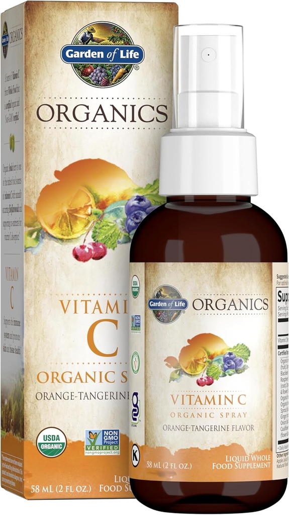 Life Organics Vitamin C Sprey for Kids and Yetişkinler - Orange Tangerine, C Supplement, Antioxy for Immune Support and Skin Health, 2 fl oz Liquid Drops