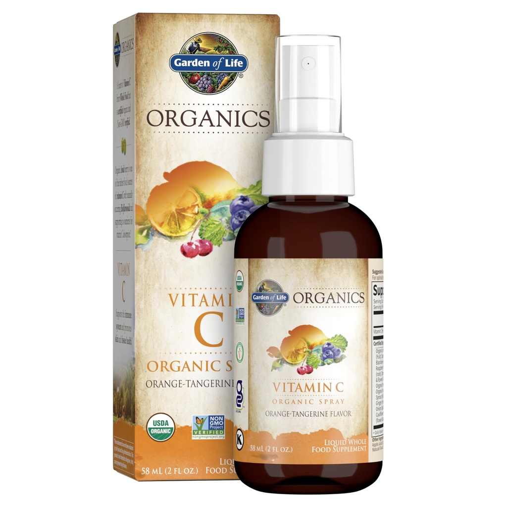 Life Organics Vitamin C Sprey for Kids and Yetişkinler - Orange Tangerine, C Supplement, Antioxy for Immune Support and Skin Health, 2 fl oz Liquid Drops