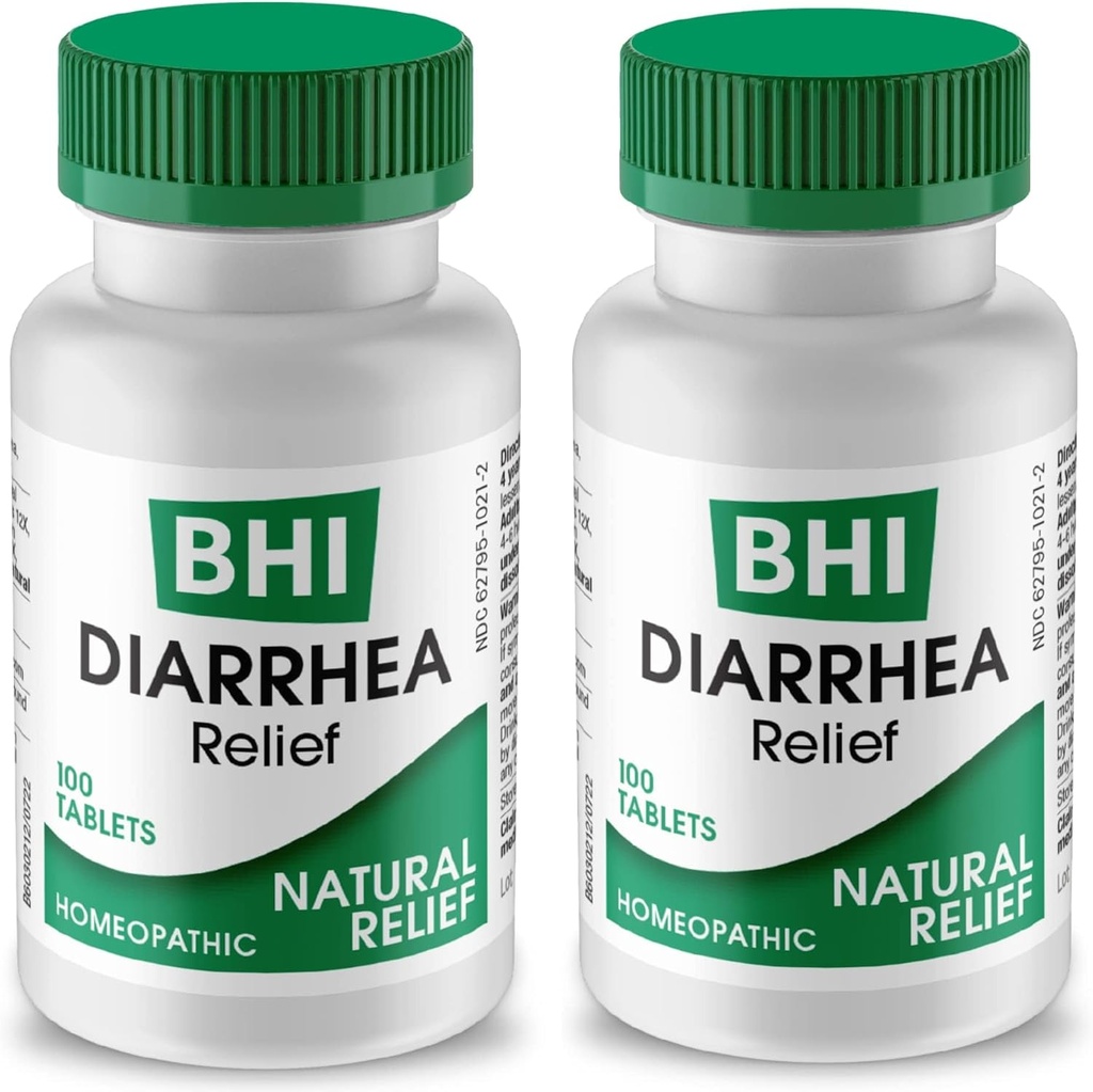 BHI Diarrhea Relief Fast-Acting Natural Remedy for Mild Diarrhea - 8 Soothing Homeopathic Actives Calm Stomach Ache, Gas & Cramps for Women & Men - 100 Tablet (Pazarlama)