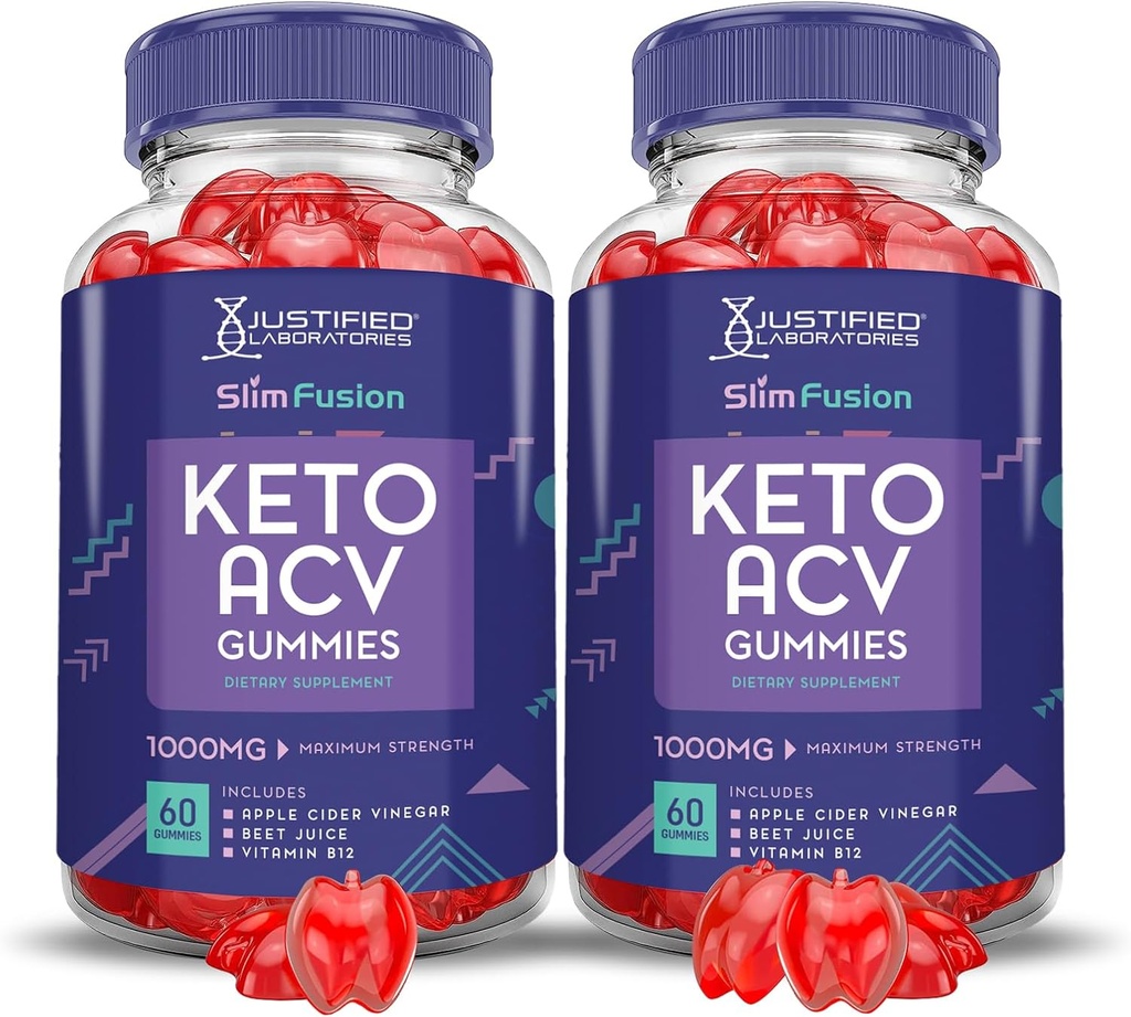 (2 Pack) Slim Fusion Keto ACV Gummies Advanced 1000MG Slimfusion Keto Gummies Formula Apple Cider Vinegar Formated with Pomegranate Beet Juice Powder B12 Vegan Non GMO 120 Gummys