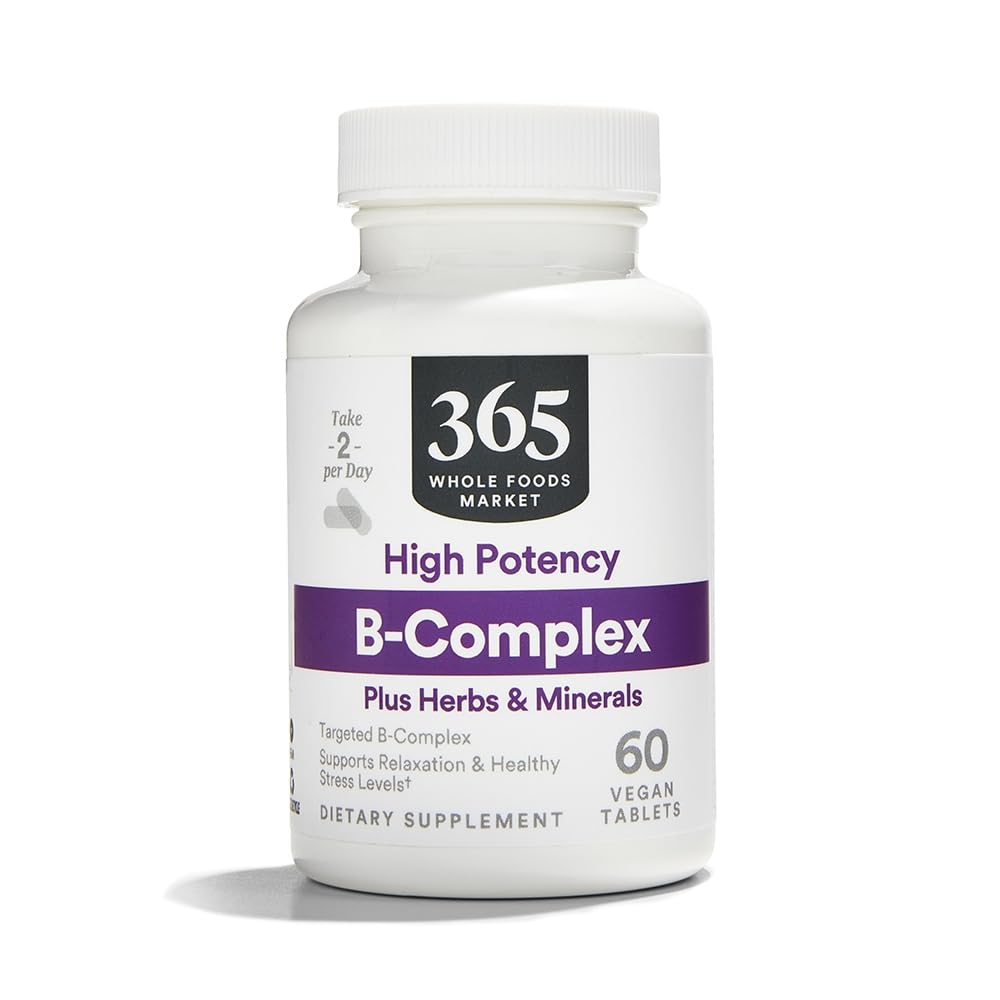 365 Günlük Değer, B Kompleksi Hi Potency w / Herbal Support, 60 ct