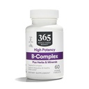 365 Günlük Değer, B Kompleksi Hi Potency w / Herbal Support, 60 ct