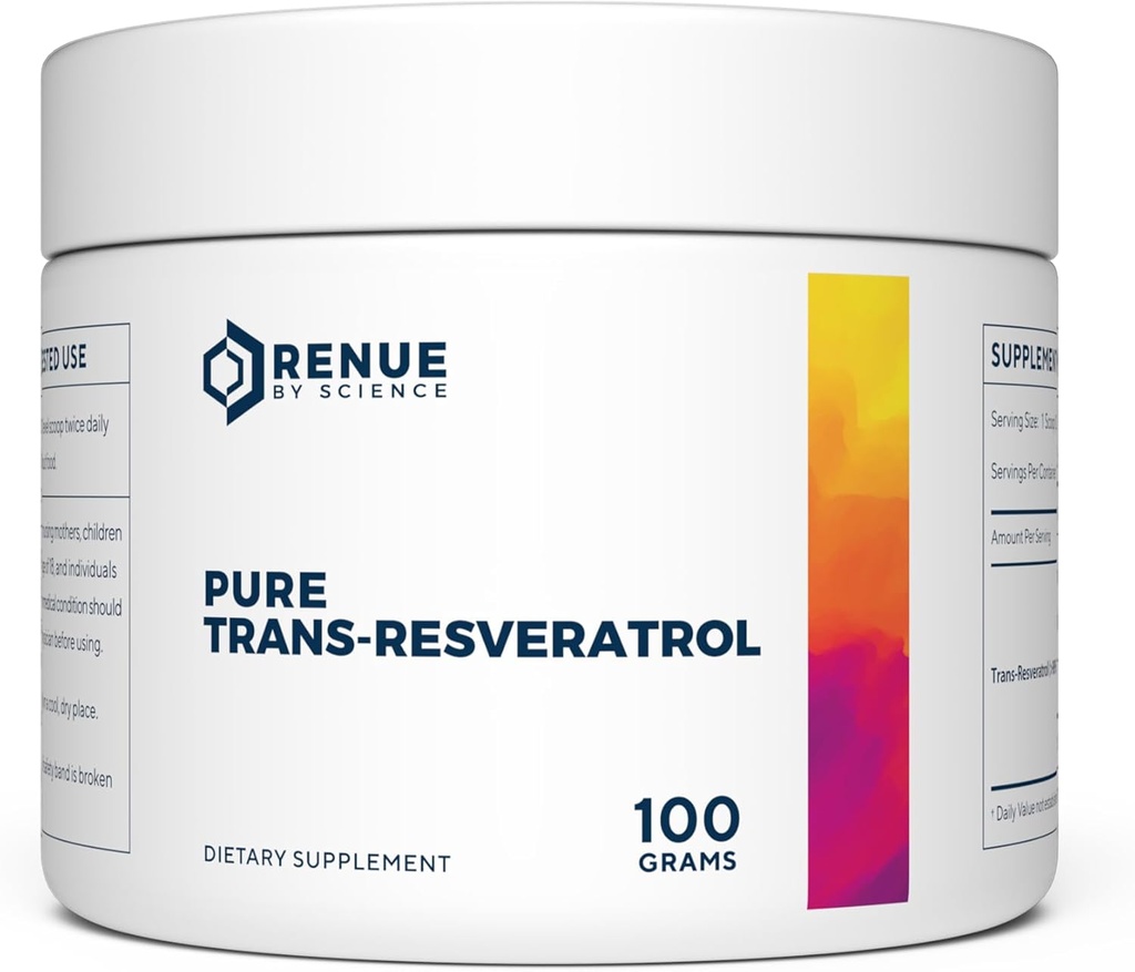 Renue By Science Resveratrol | High Strength Resveratrol Supplement | 100g Trans Resveratrol Toz | Reservatrol 200 Day Supply | Non-GMO & Allergen Free | ABD Üçüncü Taraflı Test Edildi