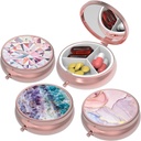 Küçük Pill Box,Pill Case for Purse&Pocket,3 Karşılaştırma Seyahat Pill Vaka İlaçları Vitaminler, Pills, Fish Oil ve Earrings, Studs,Rose Gold-3Round