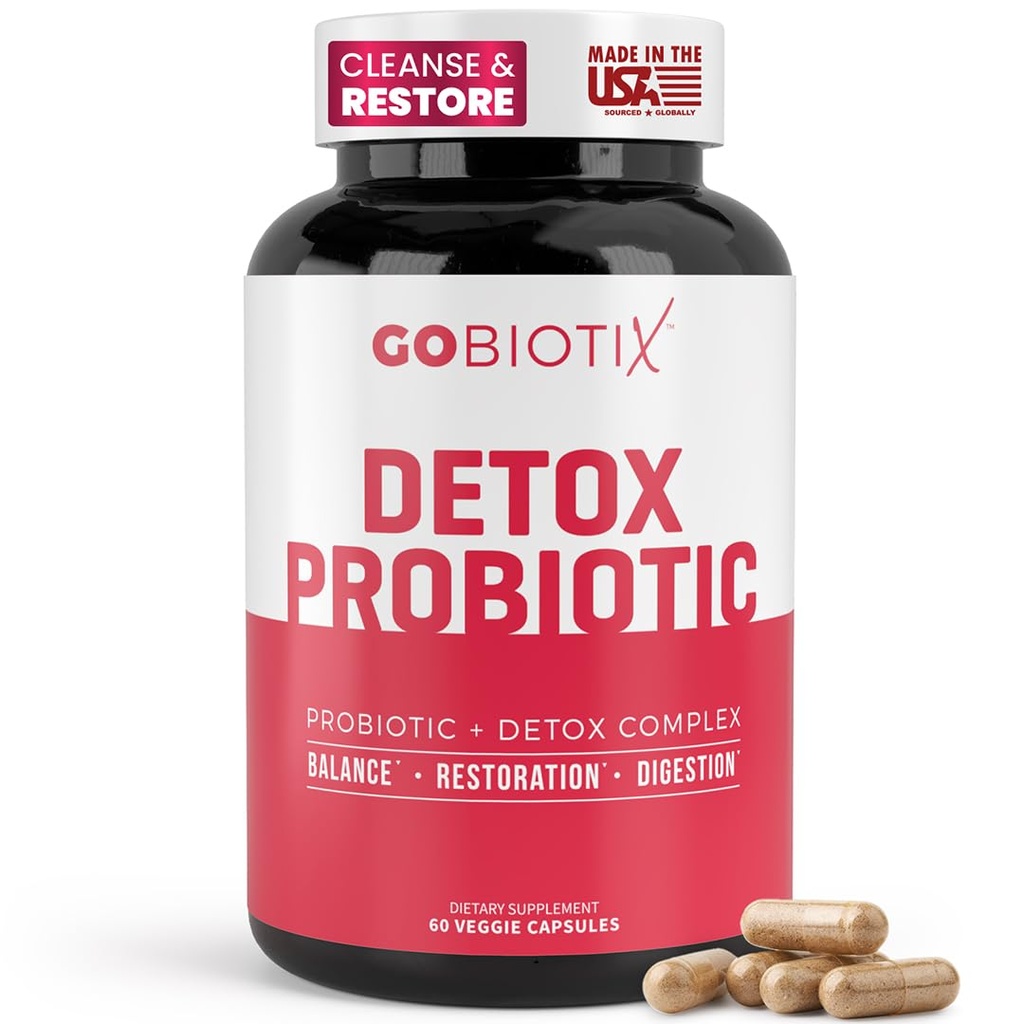 GOBIOTIX Detox Probiyotik Digestive Health - Süt Butle, Turmeric ve Dandelion Root, Enzymes for Gut Health - 50 Milyar CFU - 60 Capsules