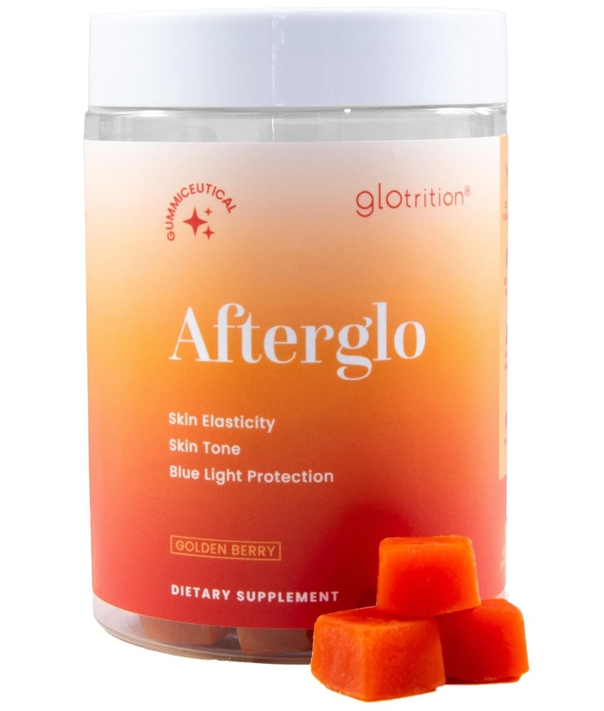 Glotrition Afterglo Gummies - Beauty Supplement with Vitamin A, Vitamin C, and Vitamin E for Radiant Skin - Smoothes Skin and Arts Skin Elasticity - 60 Gummies