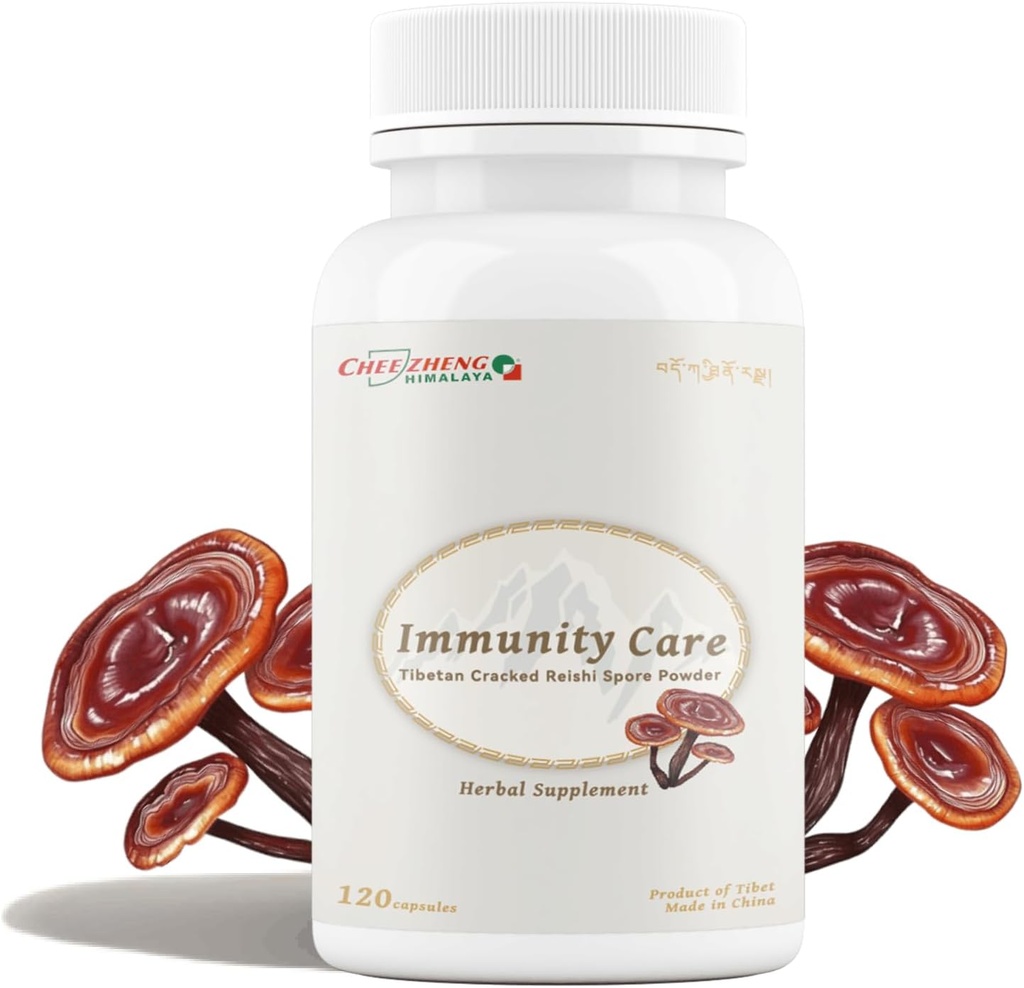 CheezhengHimalaya Reishi Mushroom, Βιολογικά Ημερήσια Συμπληρώματα, Ανοσολογική Υποστήριξη και Μακροζωία - Vegan, Χωρίς Γλουτένη, Μη ΓΤΟ, Θιβετιανό Φυσικό Βότανο Συμπλήρωμα - 120 Κάψουλες, 1400 mg