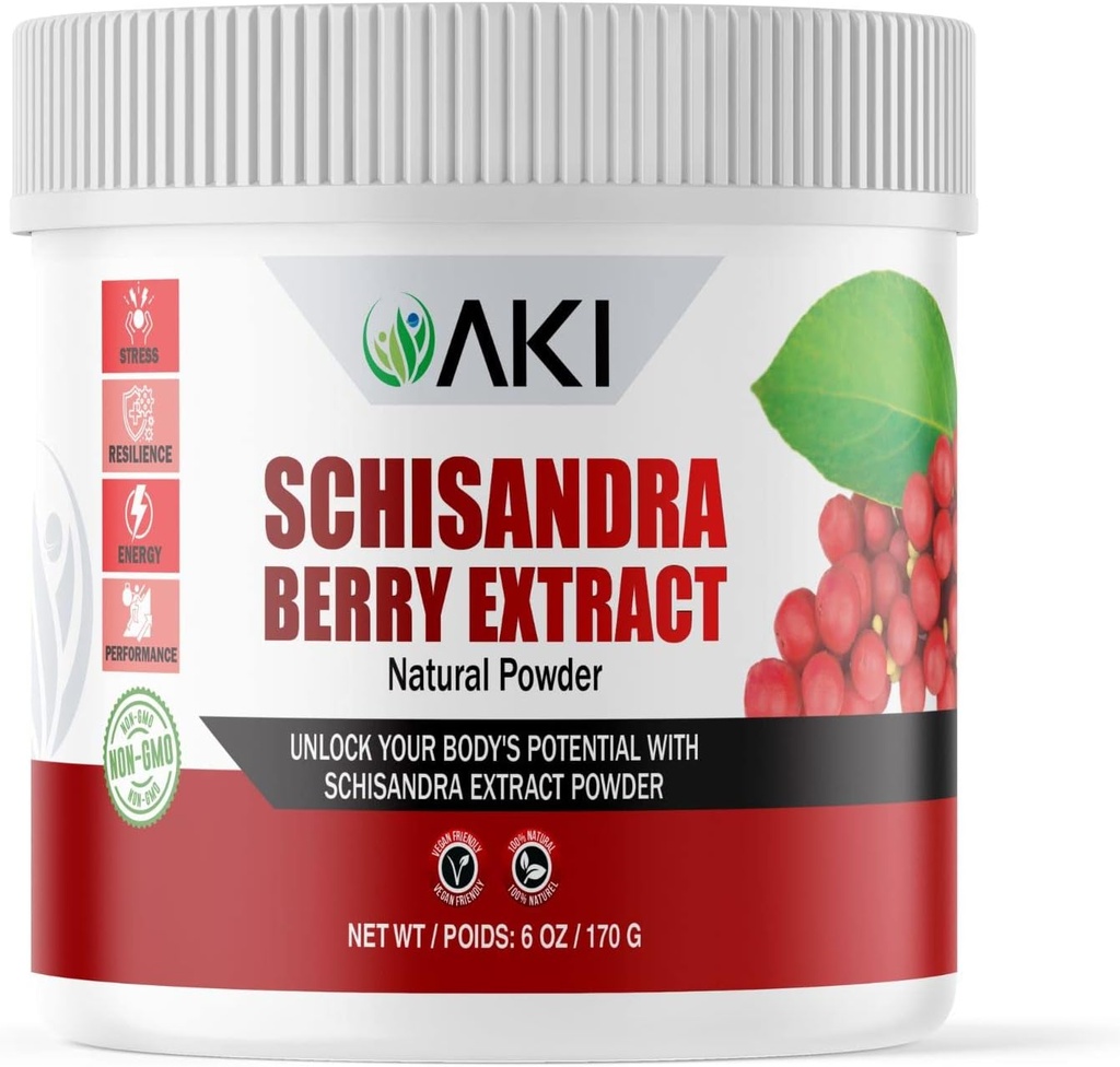 AKI Schisandra Berry Extract Powder - Made from The Schisandra Chinese Berry - May Helps to Boost Energy & Physical Performance - Μη ΓΤΟ & Vegan Friendly (6oz/170g)
