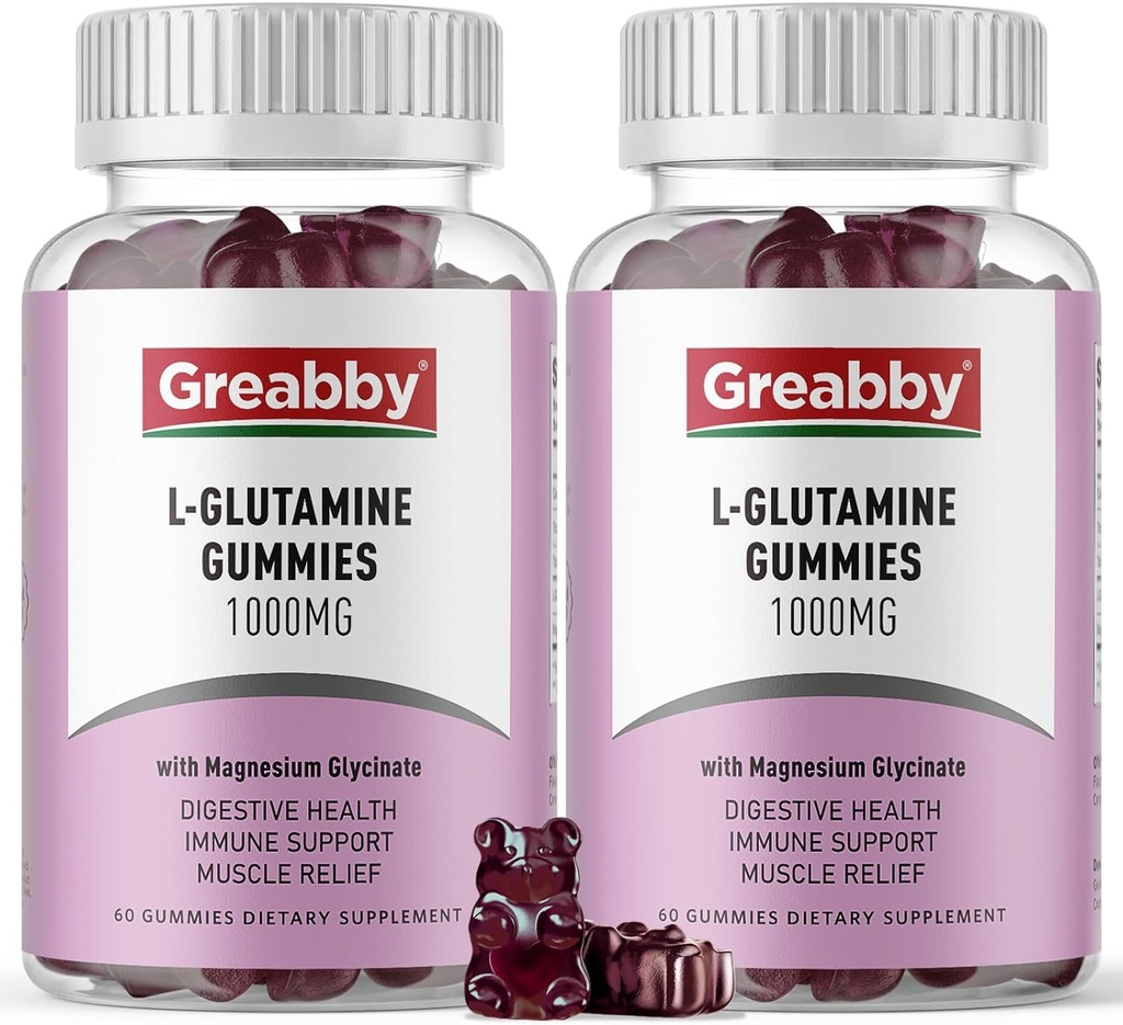 L Γλουταμίνη 1000mg Gummies - Μυϊκή Ανακούφιση & Ανοσοποιητική Υποστήριξη, Amino Acid Συμπλήρωμα με Μαγνήσιο Γλυκινικό, Vegan & Μη ΓΤΟ, Χωρίς Γλουτένη (120 Count)