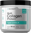 Horbäach Multi Collagen Protein Toz 16 oz | Tip I, II, III, V, X | Unflavored | for Men and Women | Non-GMO, Gluten Free Supplement