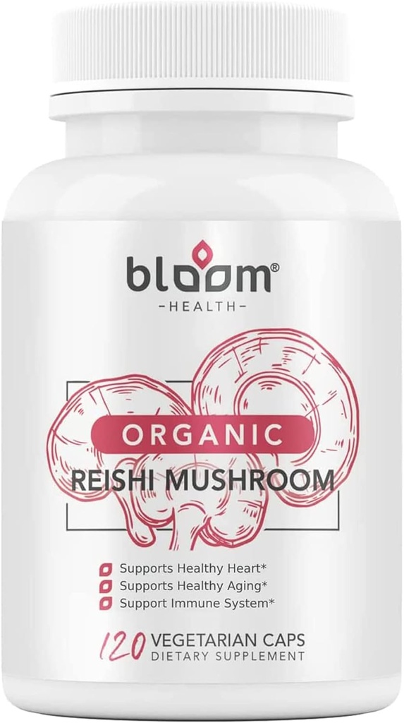 Reishi Mushroom Capsules, Organik Ganoderma Lucidum for Immune Support, Cardio Health and Energy – Gluten Free, Non-GMO, Vegan-Friendly 1000 mg Reishi Mushroom Extract (120 Capsules)