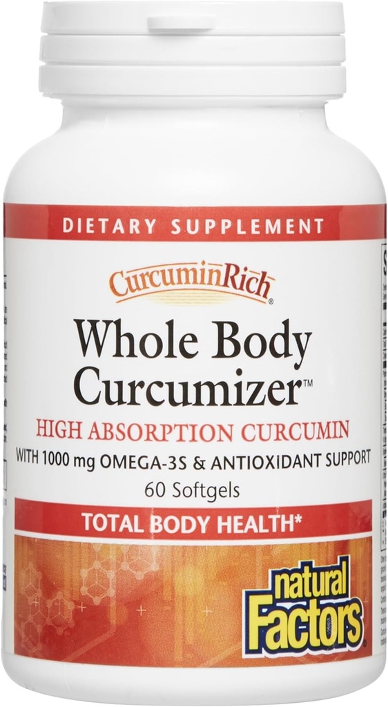 CurcuminRich Whole Body Curcumizer by Natural Factors, Supports a Health, Joints, Brain and Inflammatory Response with Omega-3 EPA and DHA, 60 yumuşakgels (30 hizmet)