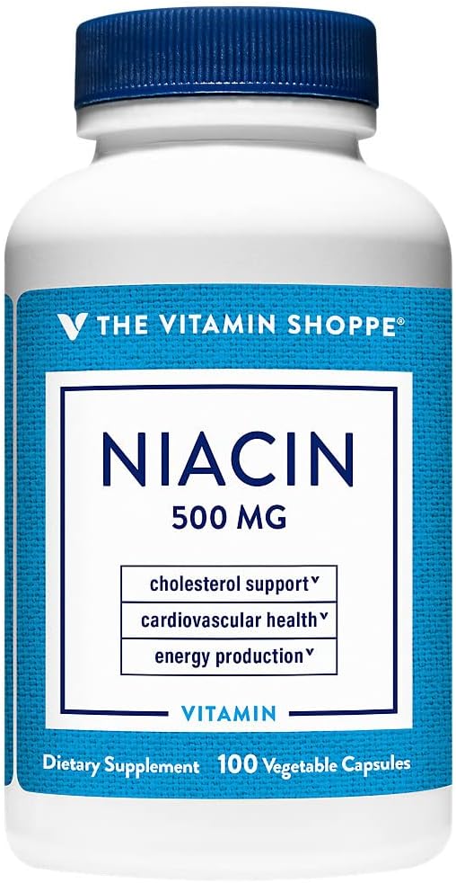 Η βιταμίνη Shoppe Niacin - υποστήριξη χοληστερόλης - 500 MG (100 κάψουλες λαχανικών)