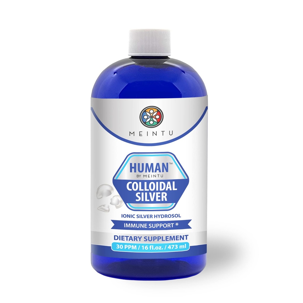 HumanTM by MEINTU Ultra-Pure Colloidal Silver for Natural Immune Support* - 16oz - Economy Refill Size Premium Ionic Silver Hydrosol Supplement, Ασφαλές για Ενήλικες, Παιδιά και Κατοικίδια