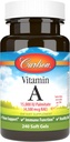 Carlson - Vitamin A, 15000 IU Palmitate (4500 mcg RAE), Vizyon Sağlığı, Sağlıklı Cilt, 240 Yumuşakgels