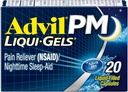 Advil PM Liqui-Gels Pain Reliever ve Nighttime Sleep Aid, Ağrı Yardımı için Ibuprofen for Pain Relief and Diphenhydramine HCL for a Sleep Aid - 20 Liquid Filled Capsules - Back to College