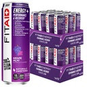 LIFEAID FITAID Energy Grape AÇAI, 200 mg Natural Caffeine, Keto, Pre-Workout Performansı: BCAAs, Quercetin, Electrolytes, Omega-3s, 15 Calories, Paleo, Vegan & Gluten-Free,12-oz (24 paketi)