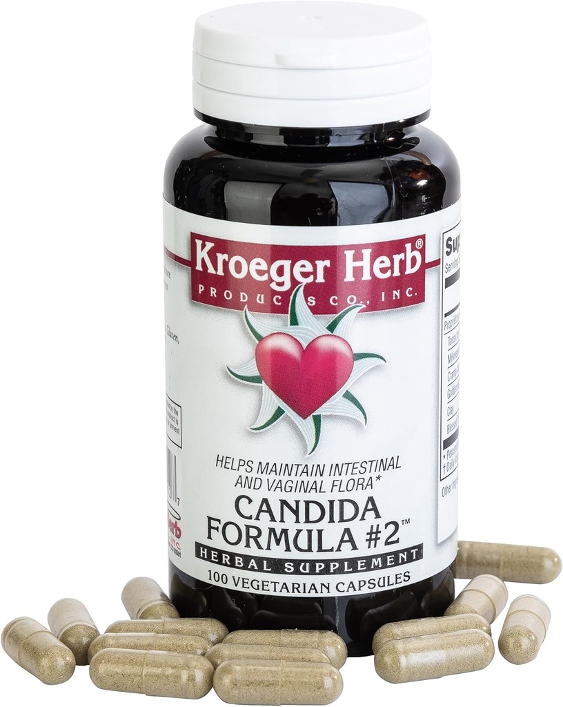 Kroeger Herb Ürünleri, Candida Formula #2, Cleanse Support, Detox for Natural Candida Cleanse, Gut ve Vaginal Health, Yeast Supplement, Candida Overgrowth, Intestinal Supplement, Made in USA
