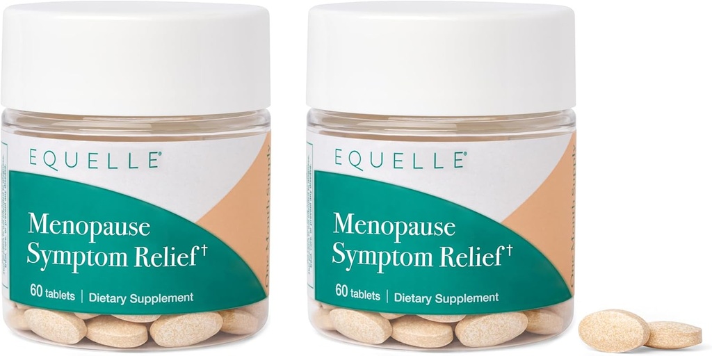 EQUELLE Multi-Symptom Menopause Relief Relief from Hot Flashes, Muscle Aches & Supports More Sleep. Hormon-Free, Plant-Based S-Equol - 2 Ay Supply (120 Tablet)