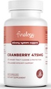Χάπια Cranberry 475mg, 60 κάψουλες Vegan για την υποστήριξη της ουρικής αρτηρίας και της ουροδόχου κύστης, συμπυκνωμένη σκόνη Cranberry, μη GMO, συμπλήρωμα χωρίς ζάχαρη Cranberry, 2-μηνη προμήθεια