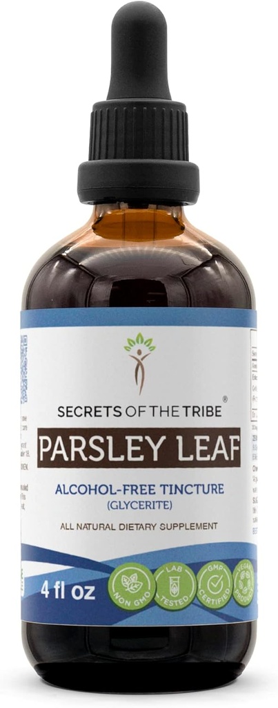 Tribe Parsley Leaf Alkol Özgür Sıvı Ekstraksiyonun Sırları Parsley (Petroselinum crispum) pet Leaf Tincture Supplement (4 FL OZ)